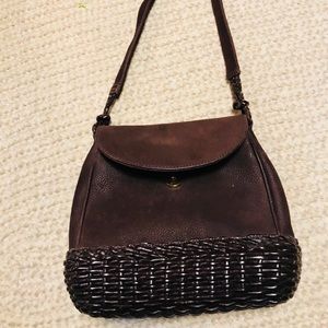 CEM Woven and Suede Genuine Leather Shoulder Bag